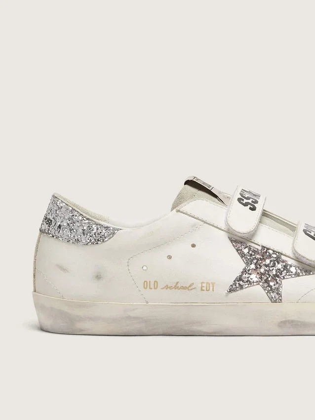 Women’s Old School with silver glitter star and ice-gray suede tongue