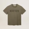 Olive-green regular-fit T-shirt with Golden lettering on the front