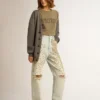 Women's olive green T-shirt with Golden lettering