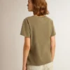 Women's olive green T-shirt with Golden lettering