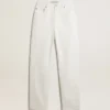 Women's optical white-colored cotton denim pants