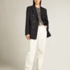 Women's optical white-colored cotton denim pants