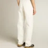Women's optical white-colored cotton denim pants