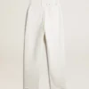 Women's optical white-colored cotton denim pants