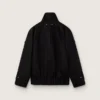 Women’s oversized jacket in black cotton twill with floral sequin embroidery