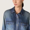Women's oversized shirt with a lived-in denim effect