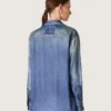 Women's oversized shirt with a lived-in denim effect