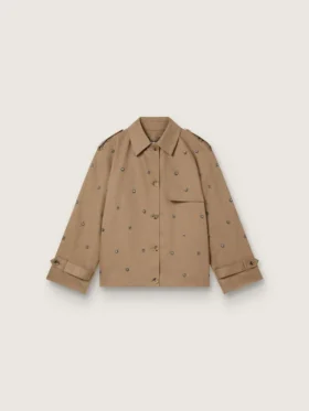 Women's oversized trench coat with crystals