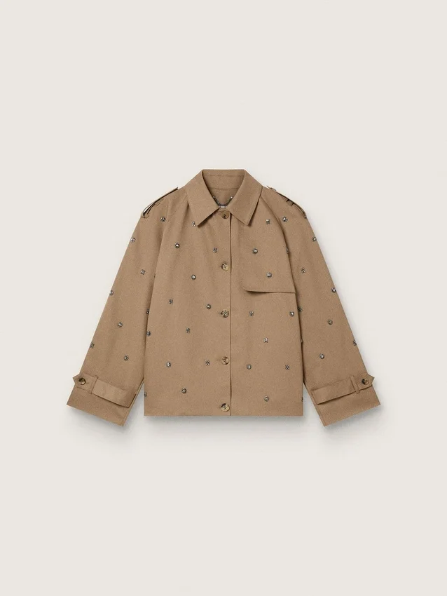 Women's oversized trench coat with crystals