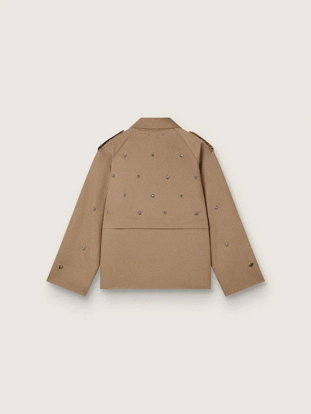 Women's oversized trench coat with crystals