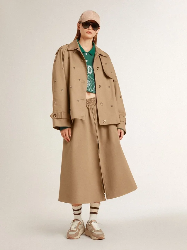 Women's oversized trench coat with crystals