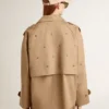 Women's oversized trench coat with crystals