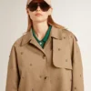 Women's oversized trench coat with crystals