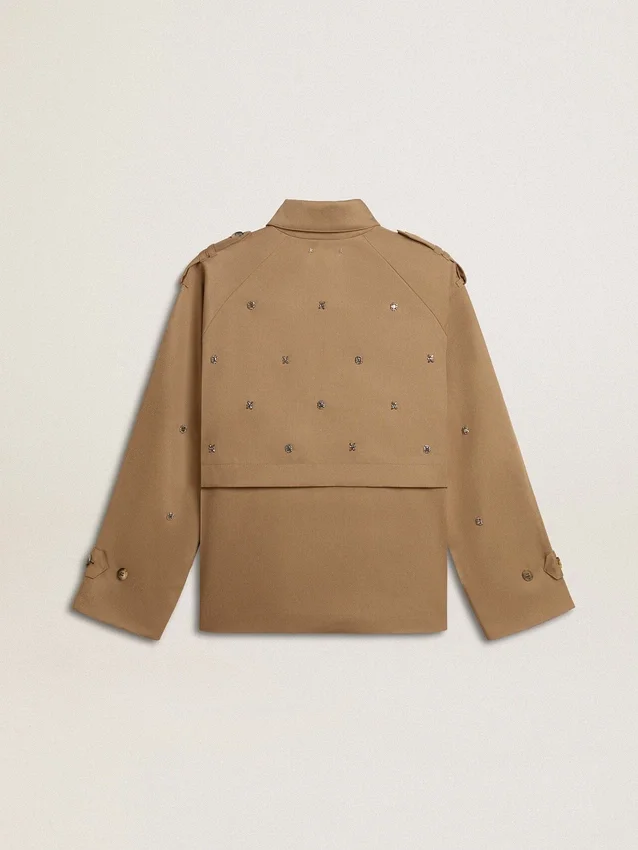 Women's oversized trench coat with crystals