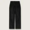 Women's pants in black cotton denim with a lived-in treatment
