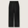 Women's pants in black cotton denim with a lived-in treatment