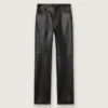 Women's pants in dark burgundy nappa with vintage finish