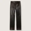 Women's pants in dark burgundy nappa with vintage finish