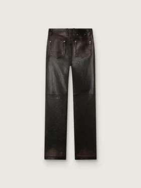 Women’s pants in dark burgundy nappa with vintage finish