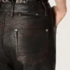 Women's pants in dark burgundy nappa with vintage finish