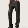Women's pants in dark burgundy nappa with vintage finish