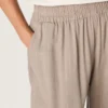 Women's pants in gray wool blend with pinstripe motif and elasticated waist