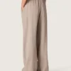 Women's pants in gray wool blend with pinstripe motif and elasticated waist