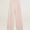 Women's pants in pink tailored wool fabric