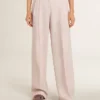 Women's pants in pink tailored wool fabric
