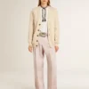 Women's pants in pink tailored wool fabric