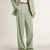 Women's pants in sage-green wool