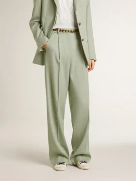 Women’s pants in sage-green wool