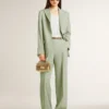 Women's pants in sage-green wool