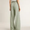 Women's pants in sage-green wool