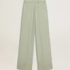 Women's pants in sage-green wool