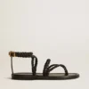 Women's Penelope flat sandals in black leather
