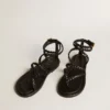 Women's Penelope flat sandals in black leather