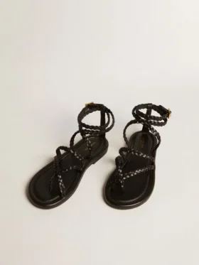 Women’s Penelope flat sandals in black leather