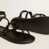 Women's Penelope flat sandals in black leather