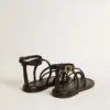 Women's Penelope flat sandals in black leather