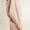 Women's pink dyed denim bomber jacket