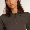 Women’s polo shirt in anthracite merino wool