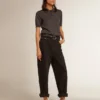 Women’s polo shirt in anthracite merino wool