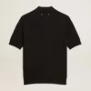 Women’s polo shirt in black merino wool