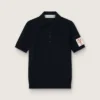 Women’s polo shirt in navy-blue merino wool