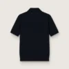 Women’s polo shirt in navy-blue merino wool