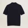 Women’s polo shirt in navy-blue merino wool