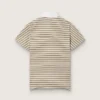 Women's polo T-shirt in striped jersey with contrast collar