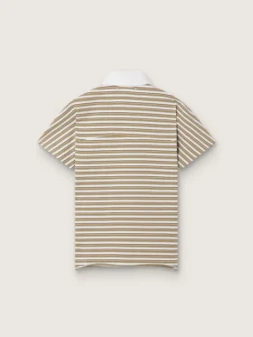 Women’s polo T-shirt in striped jersey with contrast collar