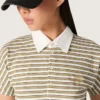 Women's polo T-shirt in striped jersey with contrast collar
